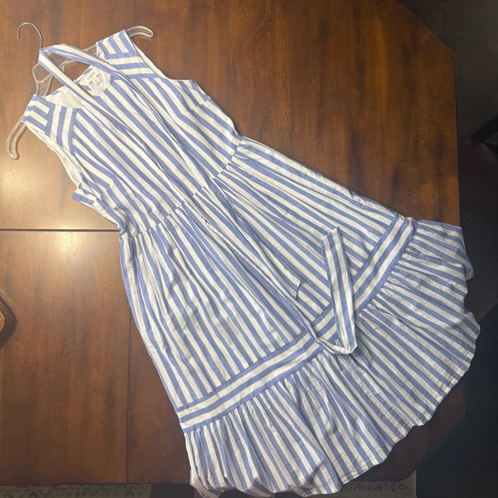 J. Crew Blue and White Striped Sundress